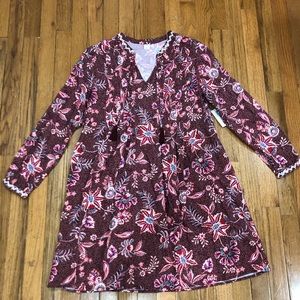 NWT {Old Navy} Maroon Printed LS Dress